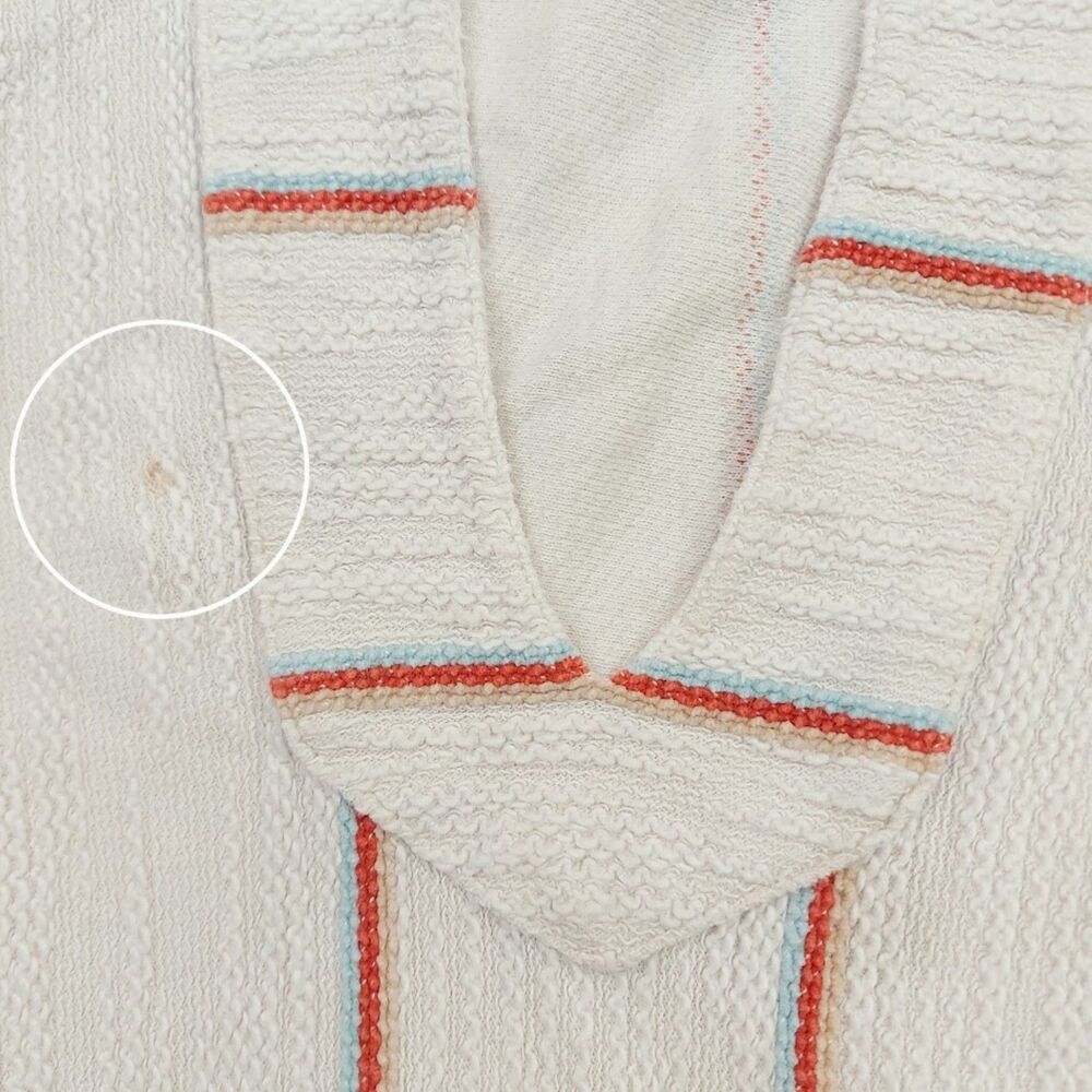 Faherty Baja Hoodie Womens Small White Striped Cotton V-Neck  Top Nautical Beach - Picture 7 of 11